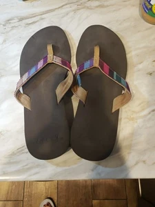 Reef Sandals Womens 10 Casual Open Toe Flip Flop Flats Multi Color Fabric - Picture 1 of 19