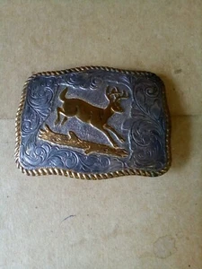 Vintage Crumrine Hirsch Western Stil El Arturo Bronze Gürtelschnalle - Bild 1 von 8