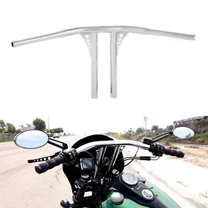 Chrome 14" Rise Fat T-Bar 1.25" Handlebar Fits For Harley Dyna Fat Bob Road King - Foto 1 di 8
