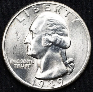 1949-D Washington Silver Quarter Choice BU Uncirculated, Denver Mint - Picture 1 of 4