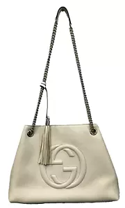 Borsa a tracolla Gucci Soho in pelle color crema con tracolla a catena - Foto 1 di 17