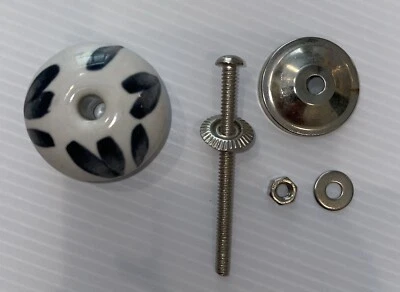 12 perillas tiradores de gabinete de porcelana herrajes plata azul y blanco Foto 1 de 2