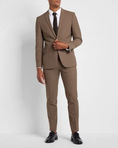 NUOVO EXPRESS $128 TAUPE EXTRA SLIM MISTO LANA PANTALONI TUTA TECNICA MODERNA TAGLIA 32/34 - Foto 1 di 5