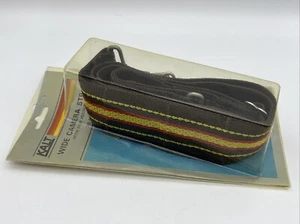 Vintage Retro Wide Camera Strap Film Holders Brown Yellow Red Stripe 1980s Kalt - Picture 1 of 6