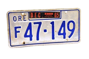 Oregon Nummernschild 1965 Public Utilities Oregon Power Unit F47-149 - Bild 1 von 2