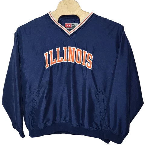 Vintage Men's University of Illinois Windbreaker Pullover Jacket XL Cover