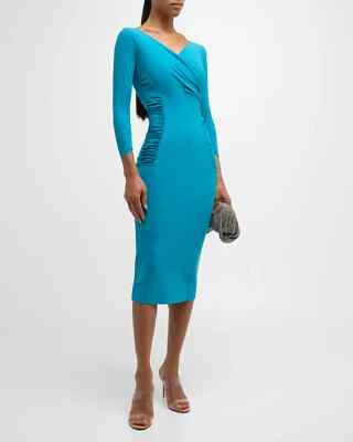 Nuevo con etiquetas Vestido Chiara Boni Janera Acanalado 10 EE. UU./46IT Azul Mediterráneo Precio de venta sugerido por el fabricante $695 Foto 1 de 4