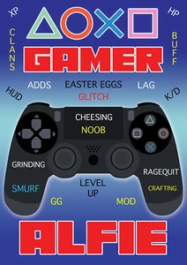 Poster Gaming Personalizzato Nome Personalizzato Controller e Termini di Gioco Parole Grandi - Foto 1 di 1