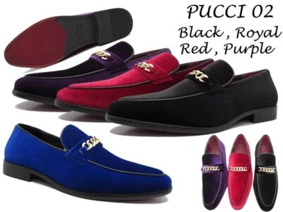 ALBERTO FELLINI Men's Vintage Buckle Velvet Designer Classic Smoking Dress Tuxedo Loafers Shoes