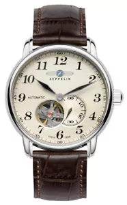 Zeppelin Herrenuhr LZ 127 Automatik 76665 mit offenem Herz und Lederarmband - Bild 1 von 6