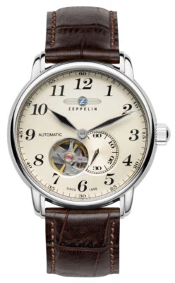 Zeppelin Herrenuhr LZ 127 Automatik   76665 mit offenem Herz und Lederarmband - Bild 1 von 4