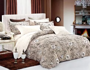 Brown Floral 3pc Bedding Set:1 Duvet Cover and 2 Pillow Shams Queen/King/Cal K - Picture 1 of 1