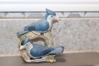 Vtg Artmark Pair of Blue Jays Porcelain Figurine Made in Taiwan 4.75" x 4" EUC