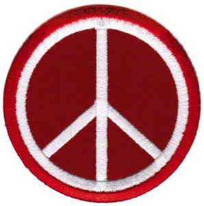 PARCHE DE SIGNOS DE PAZ HIPPIE VERANO DE AMOR EMBLEMA DE APLIQUE BORDADO HIERRO rojo - Imagen 1 de 4