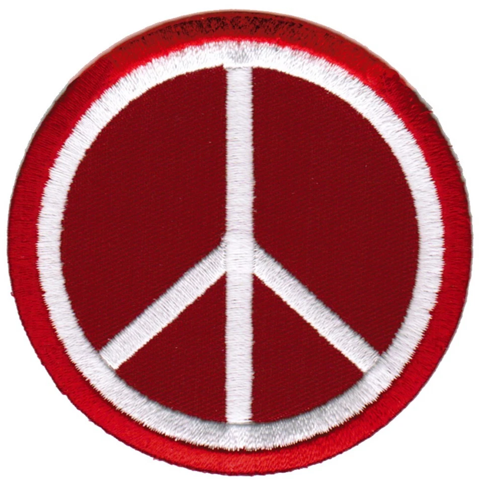 PARCHE SIGNO DE PAZ HIPPIE VERANO DE AMOR rojo bordado hierro-en APLIQUE EMBLEMA Foto 1 de 4