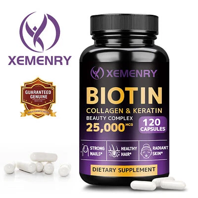 XEMENRY Biotinkollagen Keratin - Vitamin A, D3, Anti-Aging, Haarwachstum