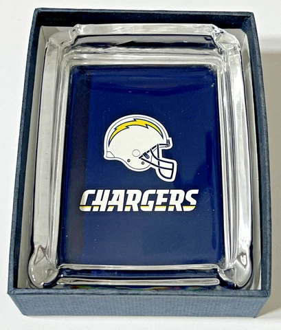 Los Angeles Chargers Ash Tray Glass Vintage 4" x 3" Waterfall Glass Collection Cover