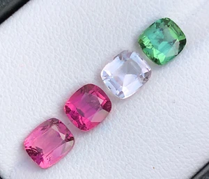 Natural 4.10 Carat Cushion Cut Pink & Green Tourmaline Gemstone From Afghanistan - Picture 1 of 17