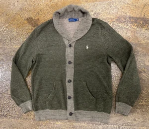 Polo Ralph Lauren Mens Green Sweater Cardigan Shawl Neck Button Down Sz L - Picture 1 of 12