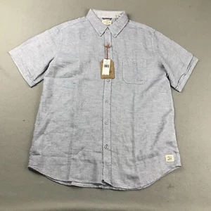 Weatherproof Shirt Mens Large Blue Washable Linen Button Up Short Sleeves NWT - Picture 1 of 13