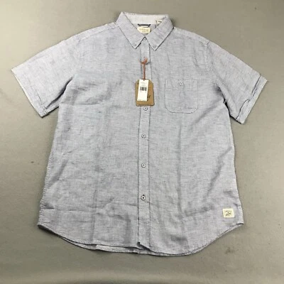 Weatherproof Shirt Mens Large Blue Washable Linen Button Up Short Sleeves NWT - Image 1 of 4