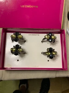 Vintage Liz Claiborne Serviettenringe neu im Karton schwarz und grün - Bild 1 von 2