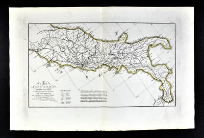 Mapa D'Anville 1818 Antigua Italia Principales Caminos del Imperio Romano Roma Pompeya Foto 1 de 4