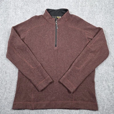 Suéter Mountain Hardwear Para Hombres L Granate Cuello Simulado 1/4 Cremallera Pullover Mezcla de Lana Foto 1 de 4