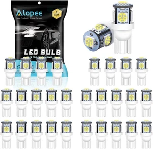 Alopee 30 Pack 194 Led Bulb White 6500K T10 Light Bulbs 5SMD 5050 - Picture 1 of 9