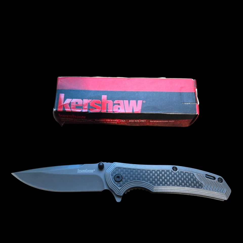 Kershaw Fringe Framelock A/O Black TiCN Carbon Fiber Handle Folding Knife 8310