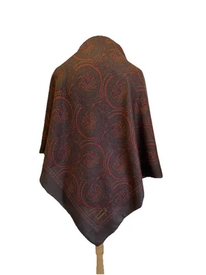 TRAI Paisley Scarf Brown Red Blue Vintage Boho Ethnic Print Square #A77 - Image 1 of 4