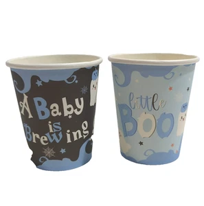 100 Pcs Halloween Baby Shower Boy Paper Cups Blue Pumpkin Party Decor Free Ship - Picture 1 of 6