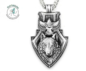 Halskette Anhänger Wolf Männer Jäger Amulett Talisman Glücksbringer Geschenkidee - Bild 1 von 3