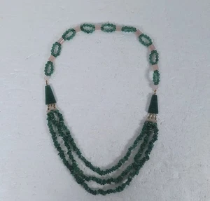 Vintage Gemstone Necklace Pink Rose Quartz and Green Aventurine - Picture 1 of 5