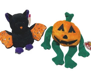 Lote de Halloween Ty Beanie Babies Scarem Murciélago y Calabaza Calabaza Decoración De Colección - Imagen 1 de 21