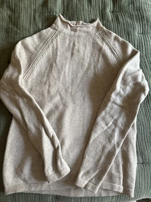 Suéter J Crew Mujer Pequeño Mezcla Lana Merino Beige Acanalado Cuello Redondo J6420 Foto 1 de 4