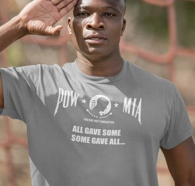 Camisa POW Camisa Militar Soldado Patriótico EE. UU. Camiseta Ejército Marines Marina MIA Héroes Foto 1 de 4