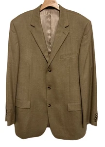 Andrew Fezza 44L Silk Wool Sport Coat Tan Checked Blazer Suit Jacket - Picture 1 of 12