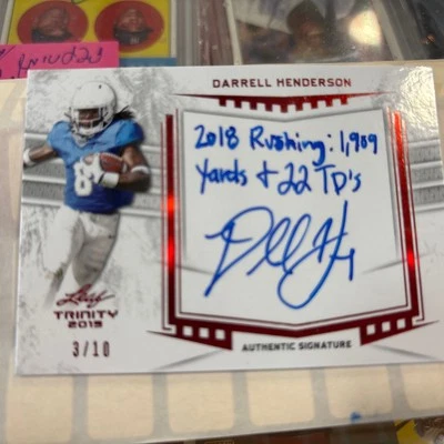 2019 Leaf Trinity Red Spectrum #DH3 Darrell Henderson Auto /10 - Image 1 of 4