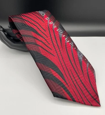 Мужской галстук ENRICO CAPUCCI 100% шелк ~ красный ~ геометрический ~ ручной работы! - Изображение 1 из 4
