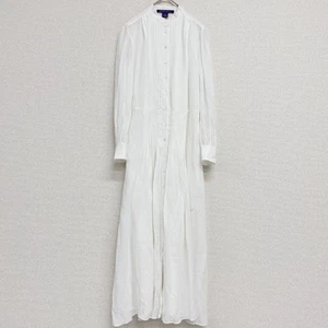 Ralph Lauren Purple Label Long Shirt Dress Linen Blend Pleated White Used Japan - Picture 1 of 10