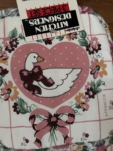 Vintage FRANCO Pink Goose Dish Rag-Dish Towel-Pot Holder READ - Picture 1 of 9