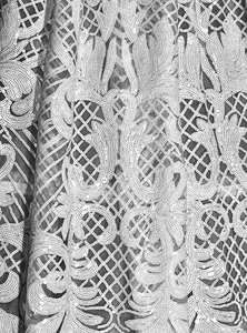 Gorgeous Wedding Sparkly Holographic White Sequined Lace Fabric.Quality . BTY - Picture 1 of 6