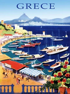 Vintage ATHENES POSTER.Greece Travel Art.House Home Decor Interior design.5 - Picture 1 of 1