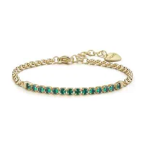 Sagapo Bracciale Donna Tennis Acciaio Dorato Zirconi Verde Sagapò SDZ88 S'agapo - Foto 1 di 4