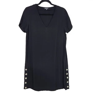 Mini Vestido Madewell Botón Lateral Fácil Cambio Talla Pequeña Túnica Negra - Imagen 1 de 10