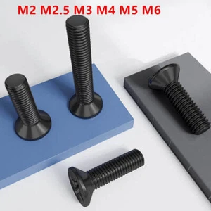 M2 M3 M4 M5 M6 Phillips Machine Screws Black Countersunk Bolts CSK A2 Stainless - Picture 1 of 10