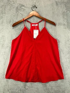 FOROLAV Womens Medium Cami Tank Top Red Chiffon NWT Racerback Adjustable V - Picture 1 of 10