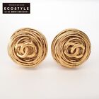 CHANEL 94A CC Coco Mark Round Earrings Gold Women's