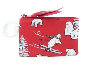 Vera Bradley Beary Merry rot Baumwolle Reißverschluss Ausweis Neu mit Etikett - Bild 1 von 2